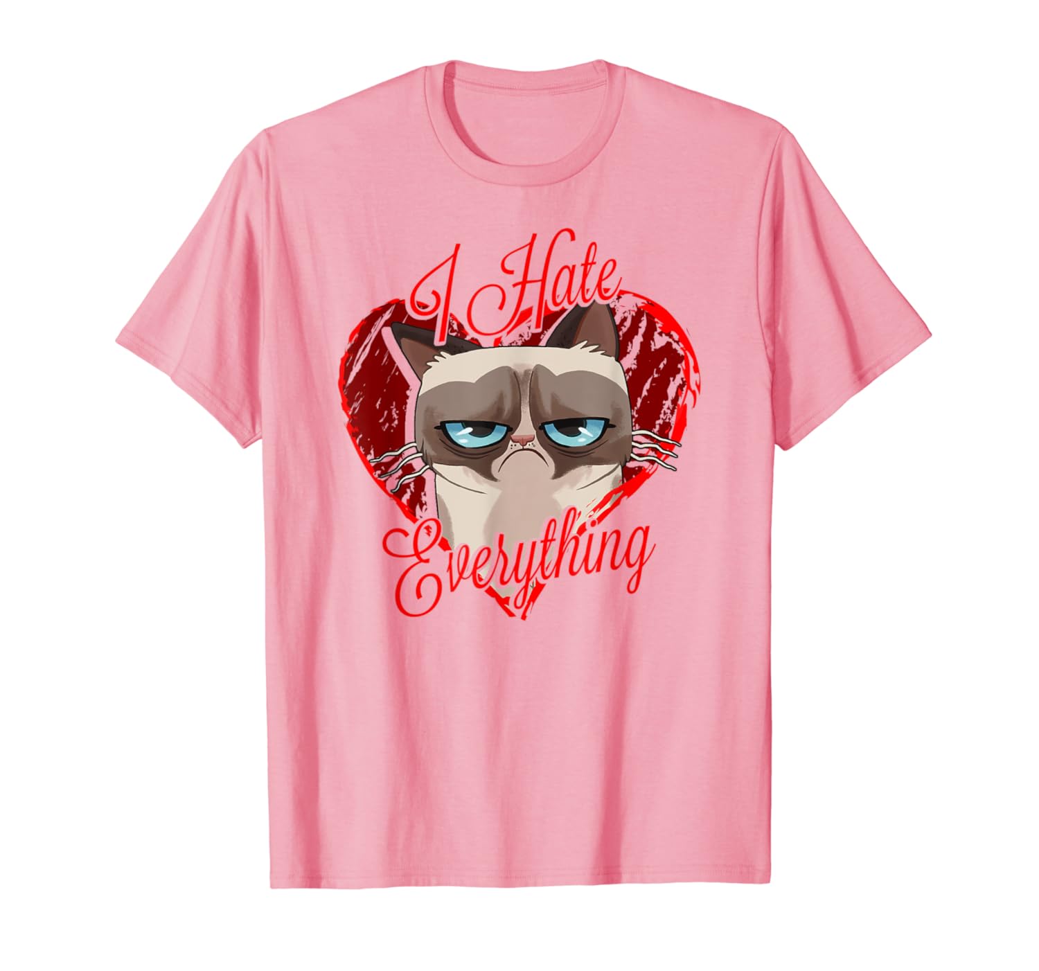 Grumpy Cat Hates Everything Heart Valentine’s Day TShirt